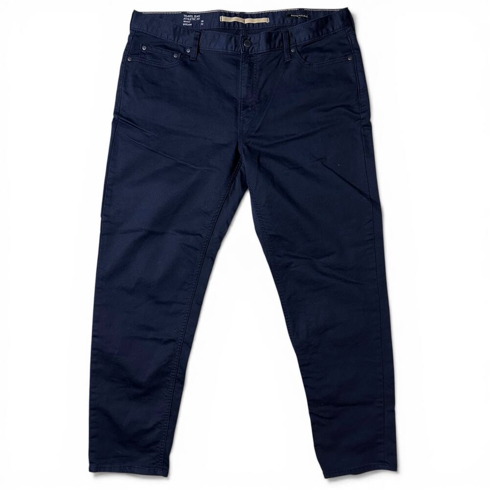 Banana Republic Athletic Fit Travel Pants Mens Actual Size 39x31 True Navy Taper